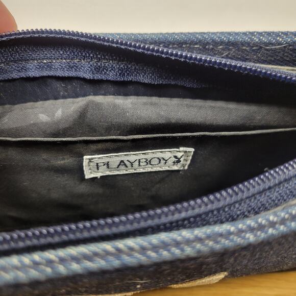 PLAYBOY Authentic Denim Handbag/Shoulder Bag Leather Trim - Picture 6 of 9